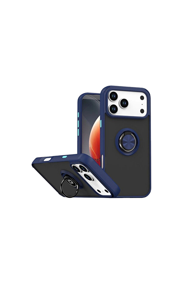 Evi̇mdeyokyok Apple İphone 17 Pro Montreal Yüzüklü Si̇li̇kon Kapak - Laci̇vert