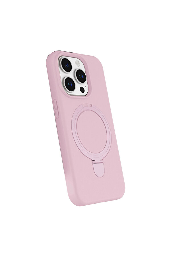 Evi̇mdeyokyok Apple İphone 15 Pro Max Regal Magsafe Standlı Kapak - Açık Pembe