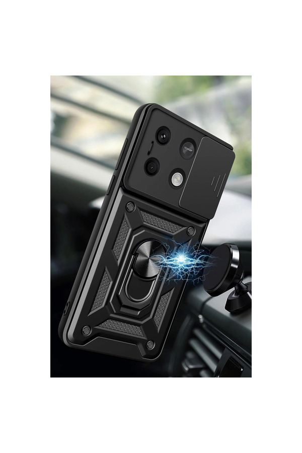 Evimdeyokyok Xiaomi Poco M6 Pro 4G Kılıf Pars Lens Yüzüklü Silikon - Yeşil