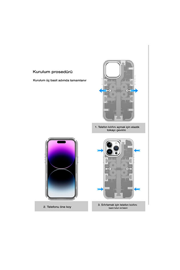 Evi̇mdeyokyok Apple İphone 13 Pro Max Kılıf Mekani̇k Bumper Kapak - Deri̇n Mor