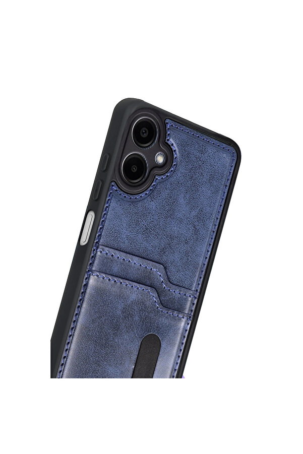 Evi̇mdeyokyok Samsung Galaxy A07 4G Sara Kartvi̇zi̇tli̇ Deri̇ Kılıf - Laci̇vert