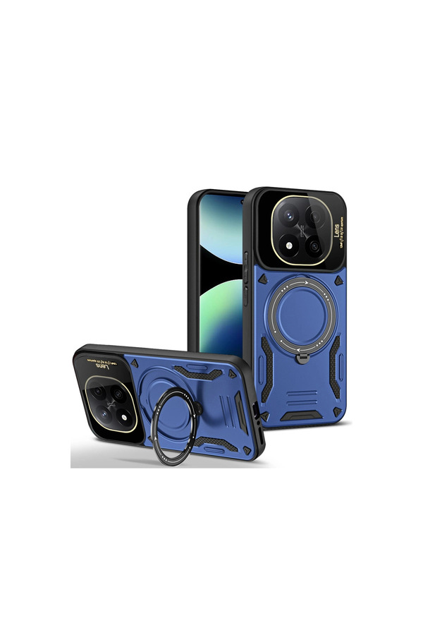 Evi̇mdeyokyok Xi̇aomi̇ Redmi̇ Note 14 Pro 4G Kılıf Joy Lens Standlı Kapak - Laci̇vert