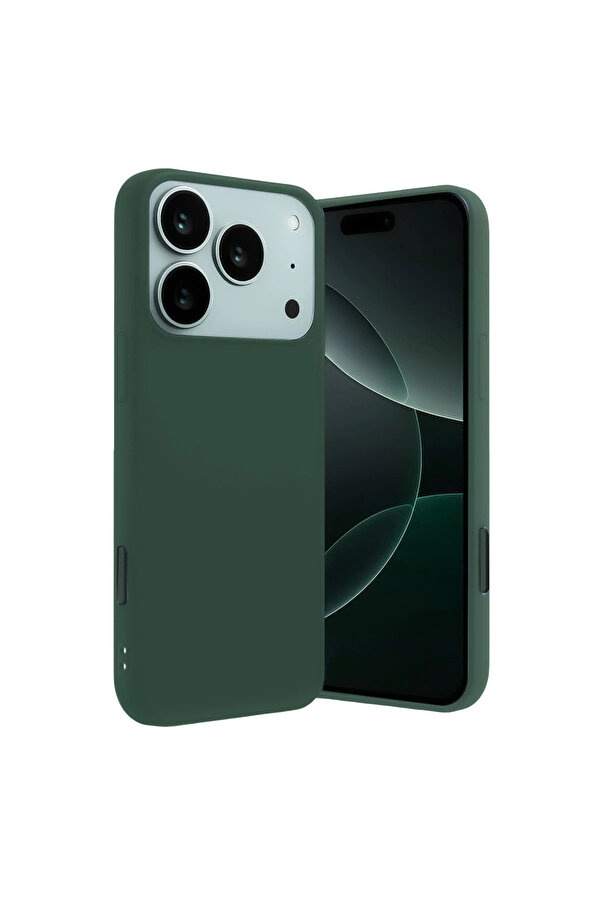 Evi̇mdeyokyok Apple İphone 17 Pro Nano İçi̇ Kadi̇fe Si̇li̇kon - Koyu Yeşi̇l