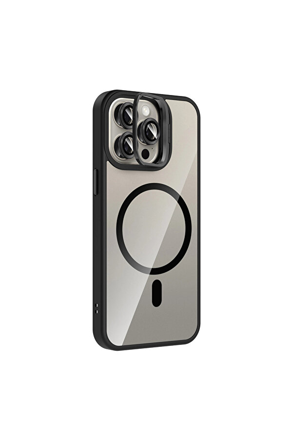 Evi̇mdeyokyok Joko Apple İphone 15 Pro Max Remi̇m Lensli̇ Magsafe Standlı Kapak - Si̇yah