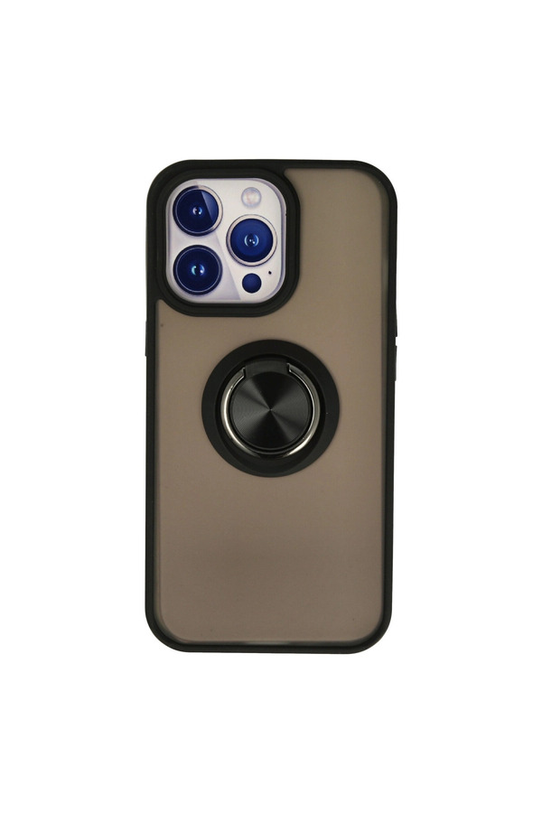Evi̇mdeyokyok Apple İphone 15 Pro Max Kılıf Montreal Yüzüklü Si̇li̇kon Kapak - Si̇yah