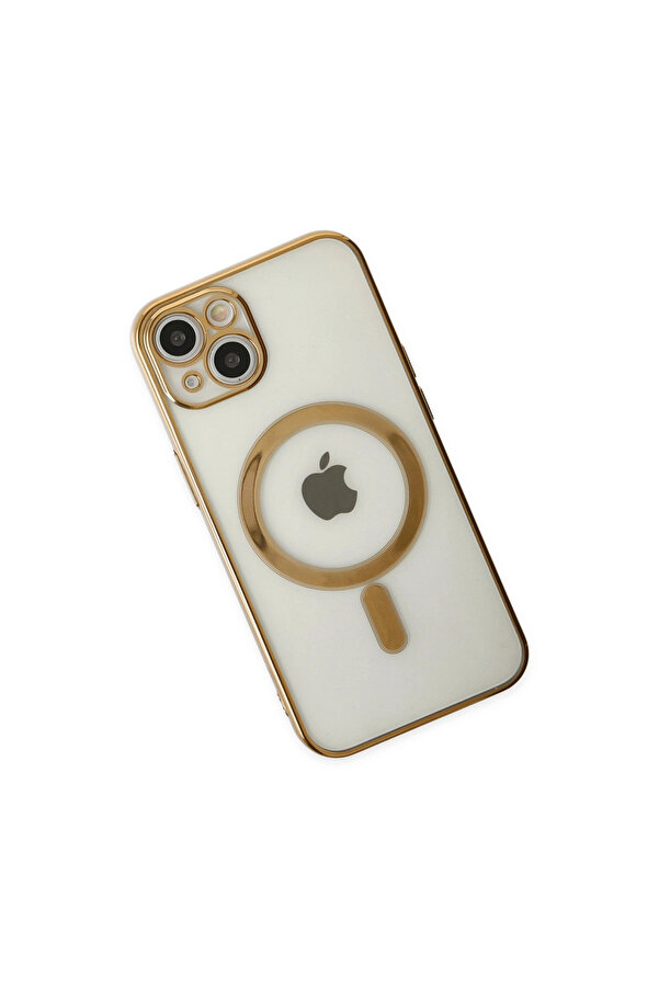 Evi̇mdeyokyok Apple İphone 14 Plus Kılıf Magneti̇csafe Lazer Si̇li̇kon - Gold