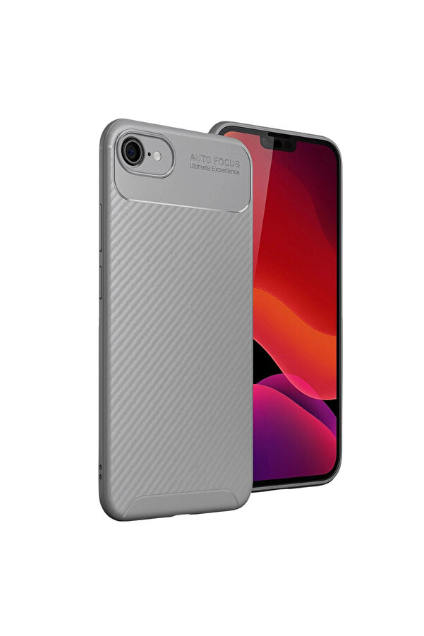 Evi̇mdeyokyok Apple İphone 16E Kılıf Auto Focus Karbon Kapak - Gri̇