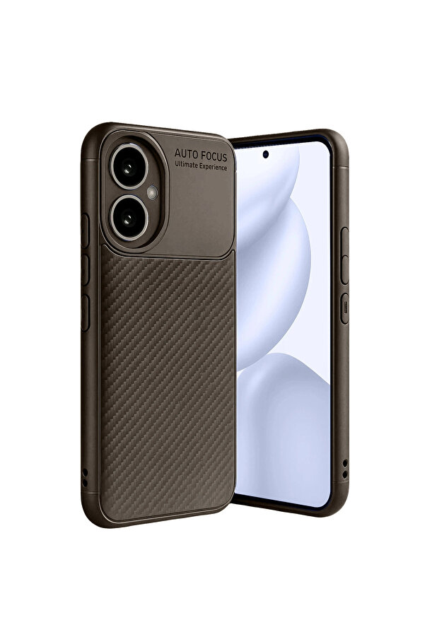 Evi̇mdeyokyok Honor 400 Kılıf Auto Focus Karbon Kapak - Kahverengi̇
