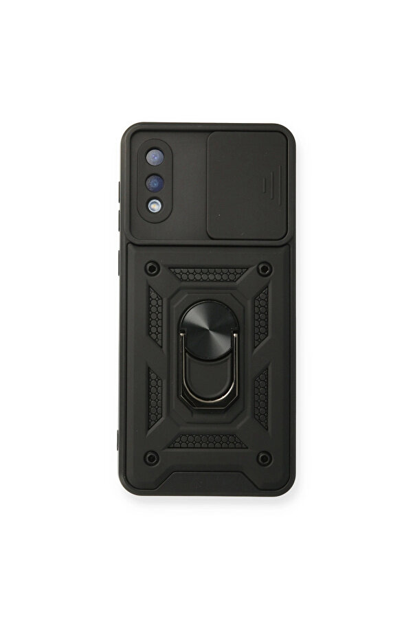 Evi̇mdeyokyok Samsung Galaxy A02 Kılıf Pars Lens Yüzüklü Si̇li̇kon - Si̇yah