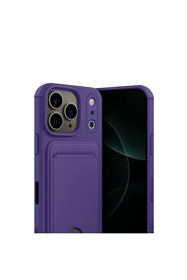 Evi̇mdeyokyok Apple İphone 17 Pro Kelvi̇n Kartvi̇zi̇tli̇ Si̇li̇kon - Deri̇n Mor