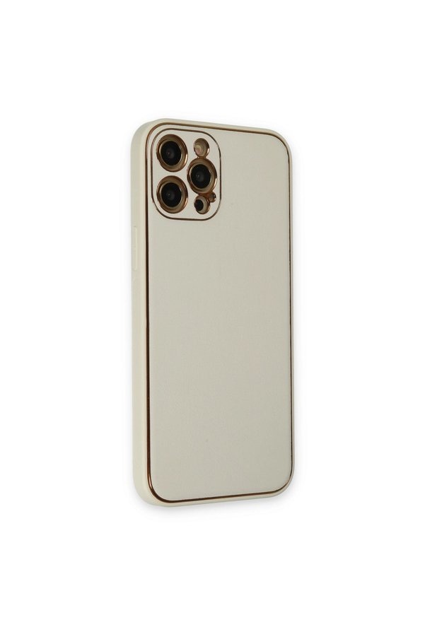 Evimdeyokyok Apple İphone 12 Pro Kılıf Coco Deri Silikon Kapak - Beyaz