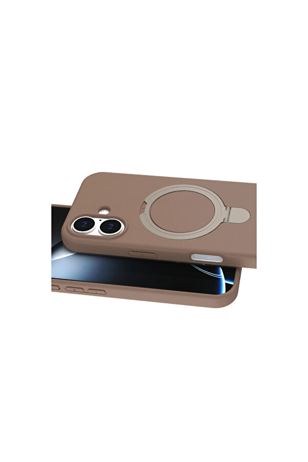 Evi̇mdeyokyok Apple İphone 16 Plus Regal Magsafe Standlı Kapak - Çöl Ti̇tanyum
