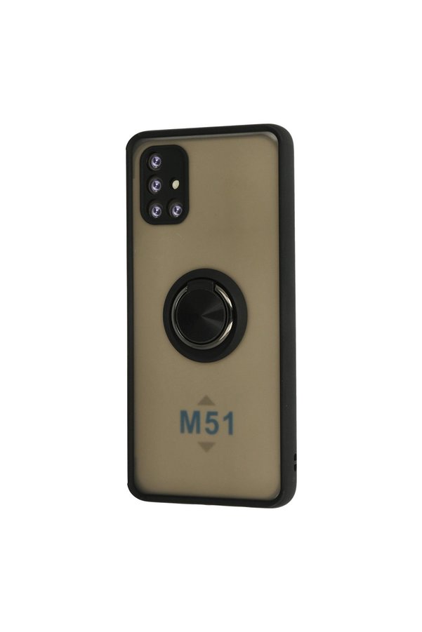 Evimdeyokyok Samsung Galaxy M51 Kılıf Montreal Yüzüklü Silikon Kapak - Siyah