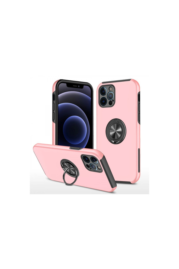 Evi̇mdeyokyok Apple İphone 12 Pro Kılıf Eli̇t Yüzüklü Kapak - Pembe