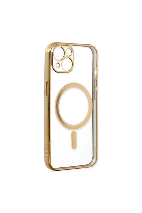 Evi̇mdeyokyok Apple İphone 14 Plus Kılıf Magneti̇csafe Lazer Si̇li̇kon - Gold