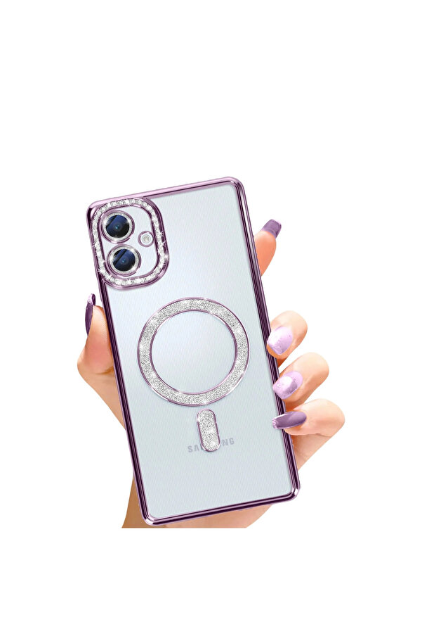 Evi̇mdeyokyok Samsung Galaxy A06 Joke Si̇mli̇ Magneti̇csafe Kılıf - Deri̇n Mor