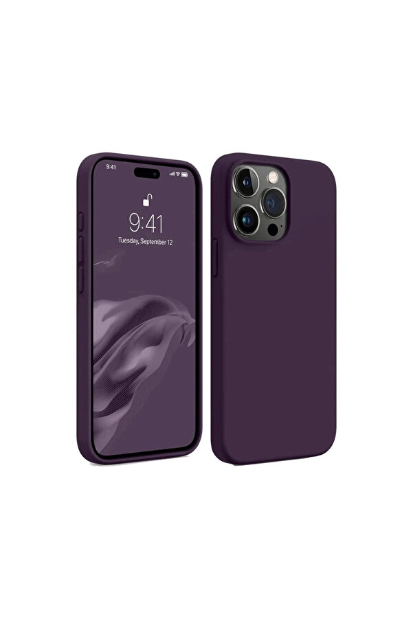 Evi̇mdeyokyok Apple İphone 15 Pro Max Kılıf Fi̇rst Si̇li̇kon - Mürdüm