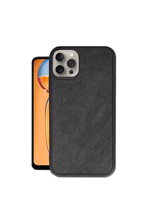 Evi̇mdeyokyok Apple İphone 15 Pro Kılıf Aras Deri̇ Kapak - Si̇yah