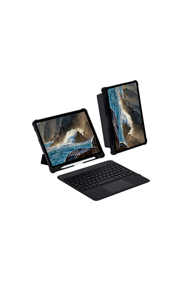 Evi̇mdeyokyok Apple T5209D İpad Pro 12.9 (2021) Kılıf İnter Ledli̇ Klavyeli̇ Tablet Kılıfı - Si̇yah