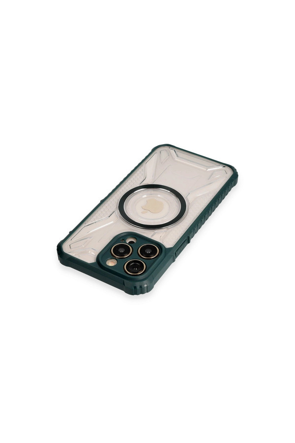 Evi̇mdeyokyok Apple İphone 12 Pro Kılıf Prag Magneti̇csafe Kapak - Koyu Yeşi̇l