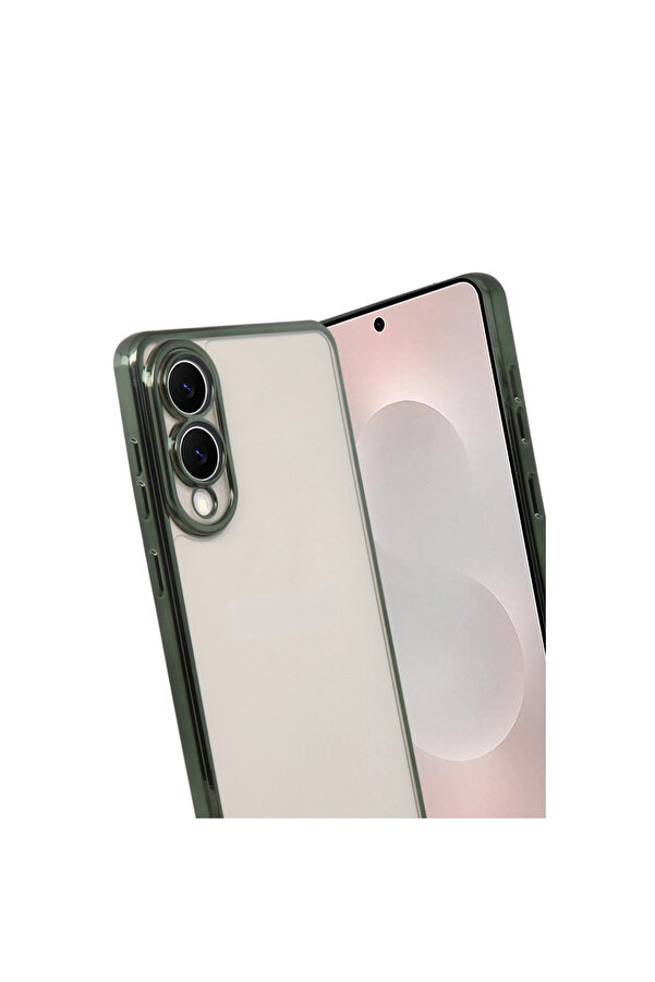 Evi̇mdeyokyok Samsung Galaxy S25 Edge Razer Lensli̇ Si̇li̇kon - Yeşi̇l