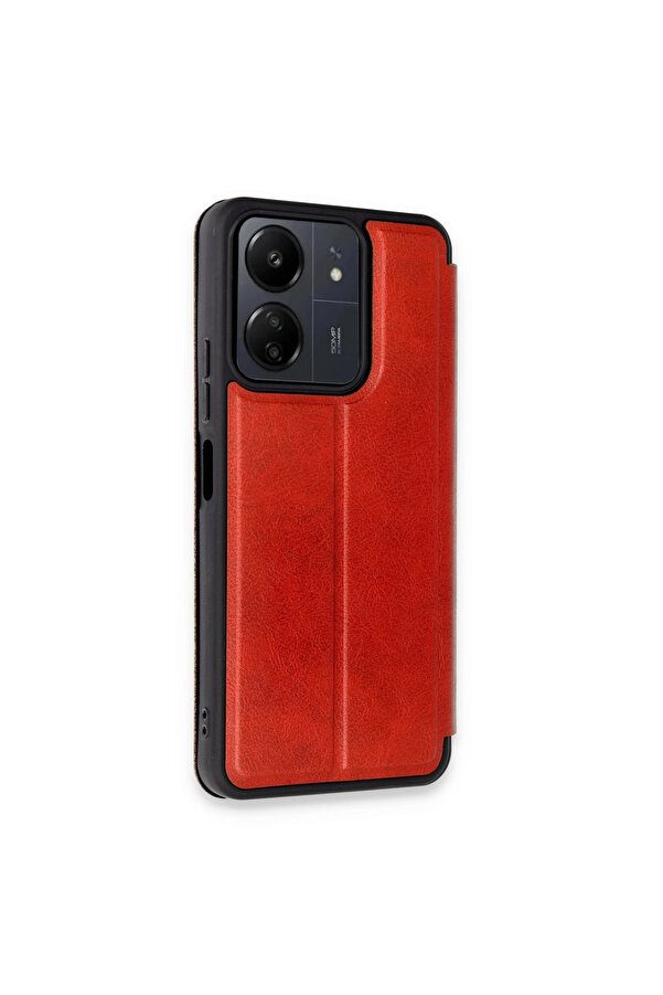 Evi̇mdeyokyok Xi̇aomi̇ Redmi̇ 13C Kılıf Fli̇p Cover - Kırmızı