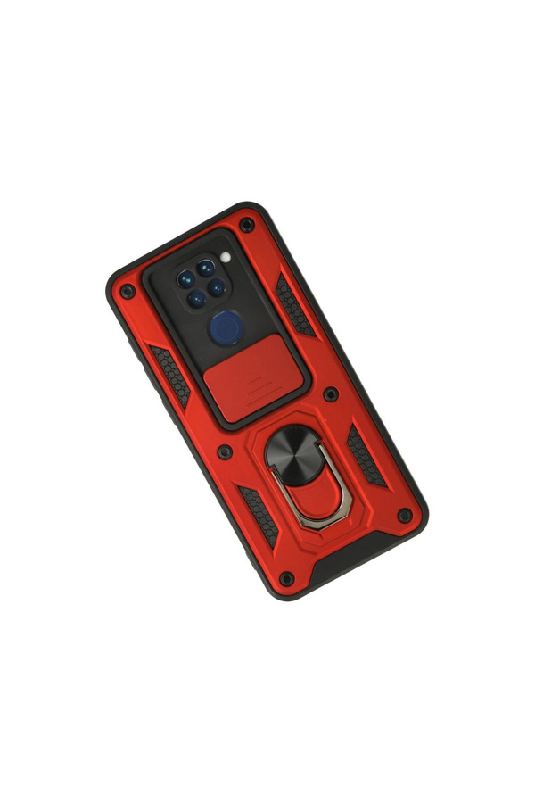 Evi̇mdeyokyok Xi̇aomi̇ Redmi̇ Note 9 Kılıf Pars Lens Yüzüklü Si̇li̇kon - Kırmızı