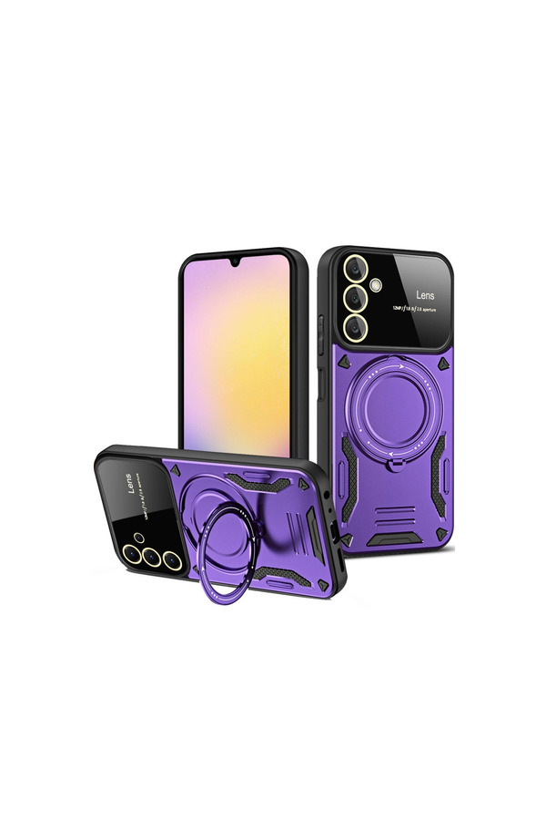 Evi̇mdeyokyok Samsung Galaxy A15 4G Kılıf Joy Lens Standlı Kapak - Mor
