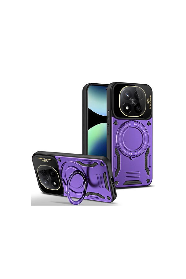 Evi̇mdeyokyok Xi̇aomi̇ Redmi̇ Note 14 Pro 4G Kılıf Joy Lens Standlı Kapak - Mor