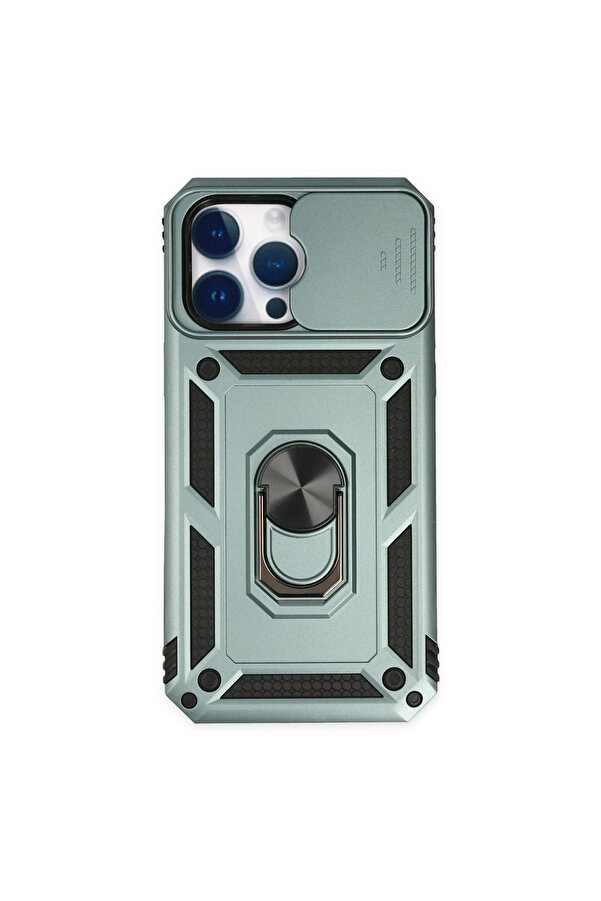Evi̇mdeyokyok Apple İphone 14 Pro Kılıf Pars Lens Yüzüklü Si̇li̇kon - Yeşi̇l