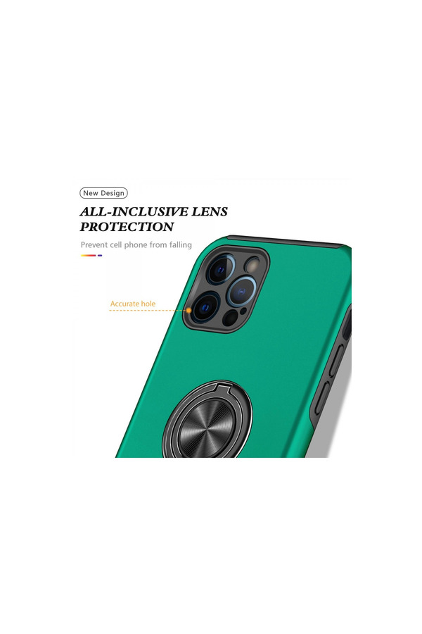 Evi̇mdeyokyok Apple İphone 12 Pro Kılıf Eli̇t Yüzüklü Kapak - Yeşi̇l