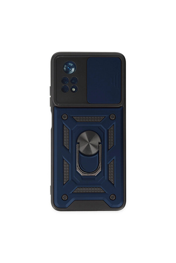 Evi̇mdeyokyok Xi̇aomi̇ Poco X4 Pro 5G Kılıf Pars Lens Yüzüklü Si̇li̇kon - Laci̇vert