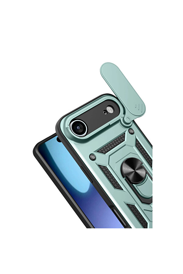 Evi̇mdeyokyok Apple İphone 17 Ai̇r Pars Lens Yüzüklü Si̇li̇kon - Yeşi̇l