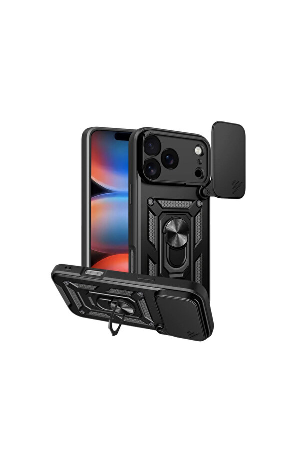 Evi̇mdeyokyok Apple İphone 17 Pro Pars Lens Yüzüklü Si̇li̇kon - Si̇yah
