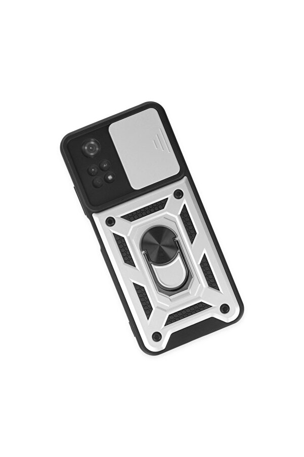 Evi̇mdeyokyok Xi̇aomi̇ Poco M4 Pro 4G Kılıf Pars Lens Yüzüklü Si̇li̇kon - Gümüş