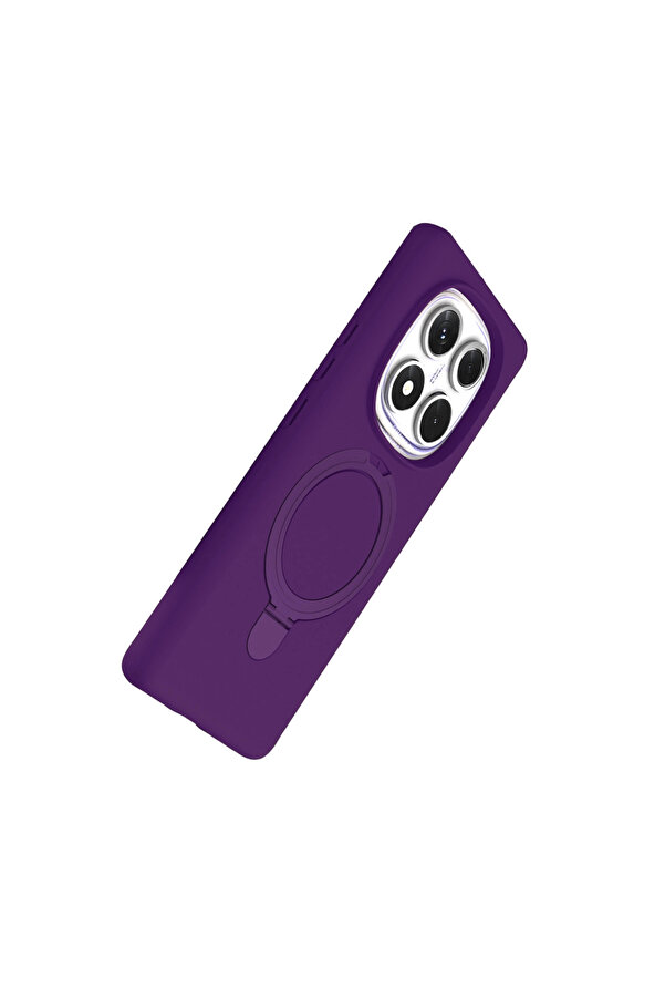 Evi̇mdeyokyok Xi̇aomi̇ Redmi̇ Note 14 Pro 4G Regal Magsafe Standlı Kapak - Deri̇n Mor