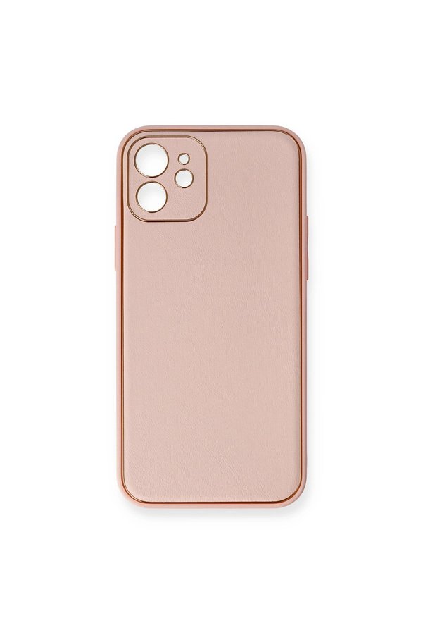 Evimdeyokyok Apple İphone 12 Kılıf Coco Deri Silikon Kapak - Pembe