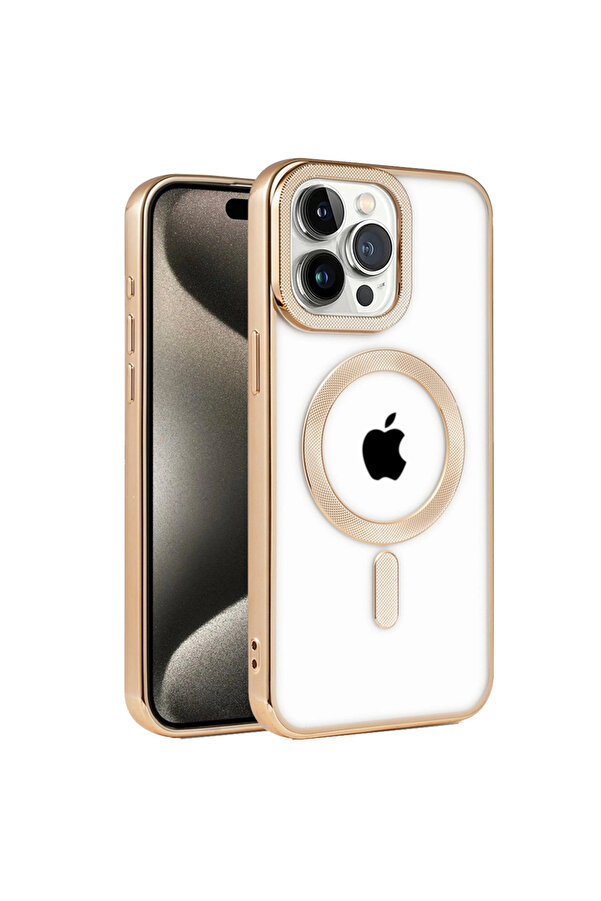 Evi̇mdeyokyok Apple İphone 14 Pro Kılıf Kronos Magsafe Kapak - Gold