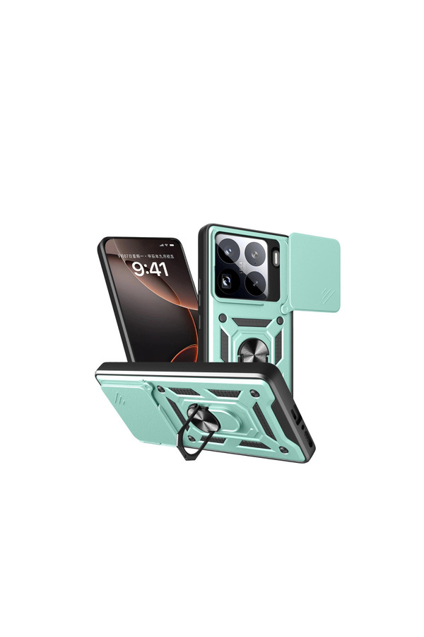 Evi̇mdeyokyok Xi̇aomi̇ Mi̇ 15 Pro Kılıf Pars Lens Yüzüklü Si̇li̇kon - Yeşi̇l