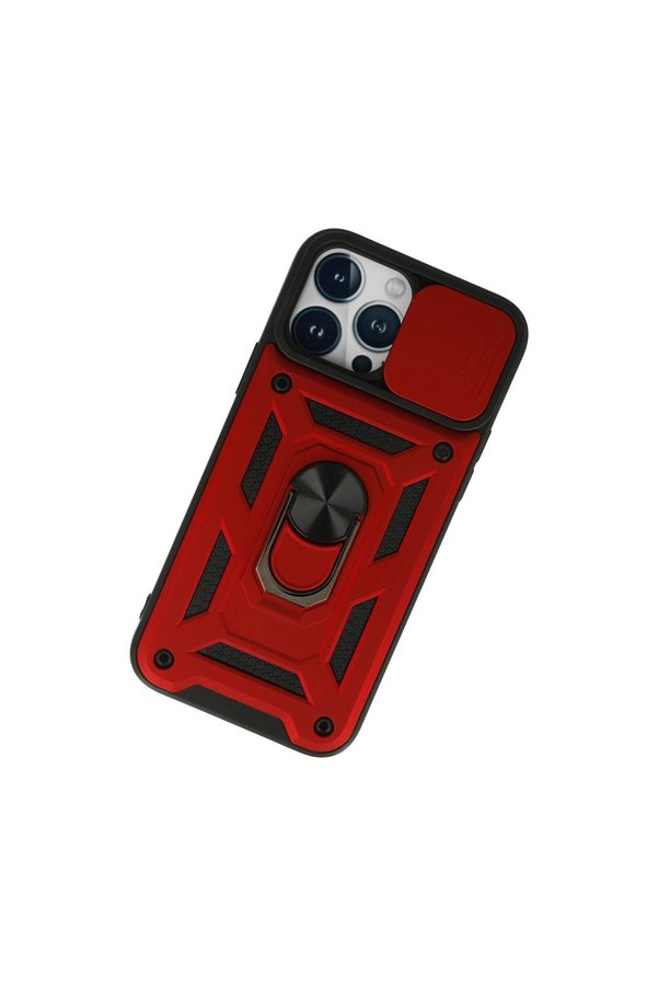 Evimdeyokyok Apple İphone 13 Pro Max Kılıf Pars Lens Yüzüklü Silikon - Kırmızı