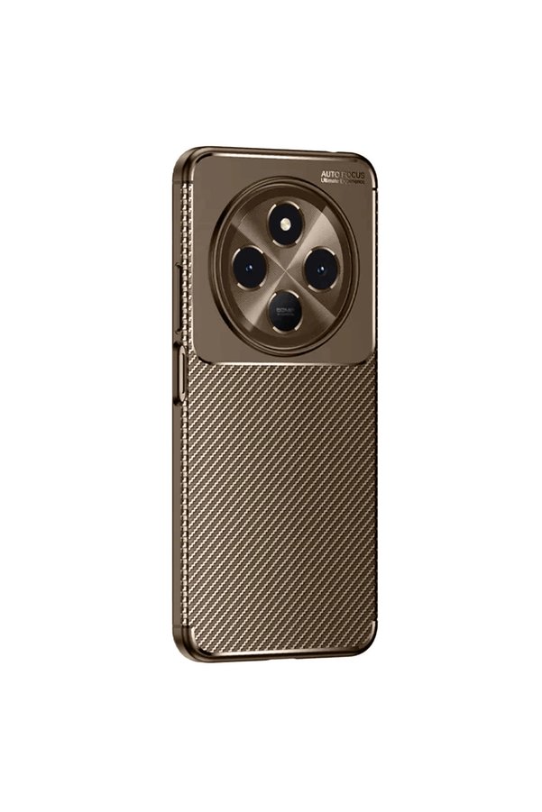 Evi̇mdeyokyok Tecno Spark 30 Kılıf Auto Focus Karbon Kapak - Kahverengi̇