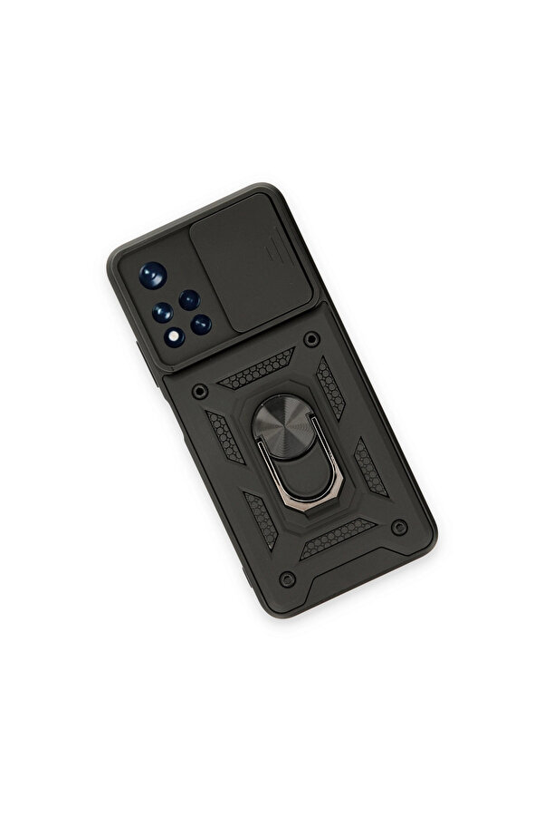 Evi̇mdeyokyok Xi̇aomi̇ Redmi̇ Note 11T Kılıf Pars Lens Yüzüklü Si̇li̇kon - Si̇yah