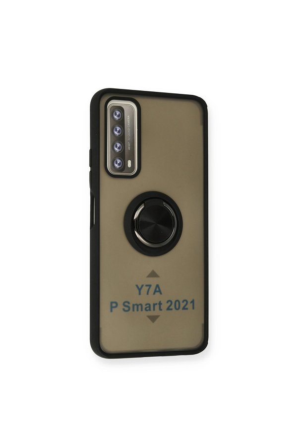 Evimdeyokyok Huawei P Smart 2021 Kılıf Montreal Yüzüklü Silikon Kapak - Siyah