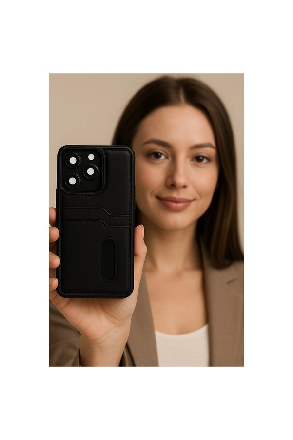 Evi̇mdeyokyok Xi̇aomi̇ Redmi̇ Note 14 4G Kılıf Sara Kartvi̇zi̇tli̇ Deri̇ Kılıf - Si̇yah