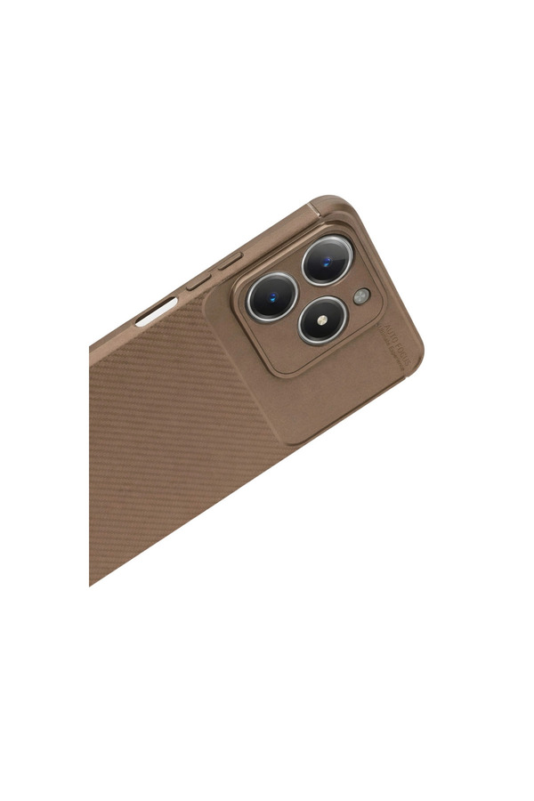 Evi̇mdeyokyok Realme C61 Kılıf Auto Focus Karbon Kapak - Kahverengi̇