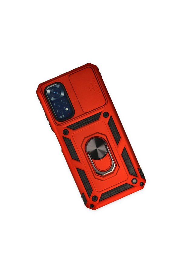 Evimdeyokyok Xiaomi Redmi Note 11 Kılıf Pars Lens Yüzüklü Silikon - Kırmızı