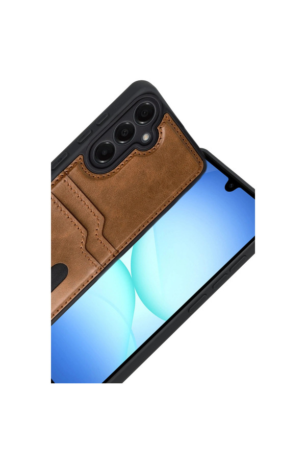 Evi̇mdeyokyok Samsung Galaxy A17 5G Sara Kartvi̇zi̇tli̇ Deri̇ Kılıf - Taba