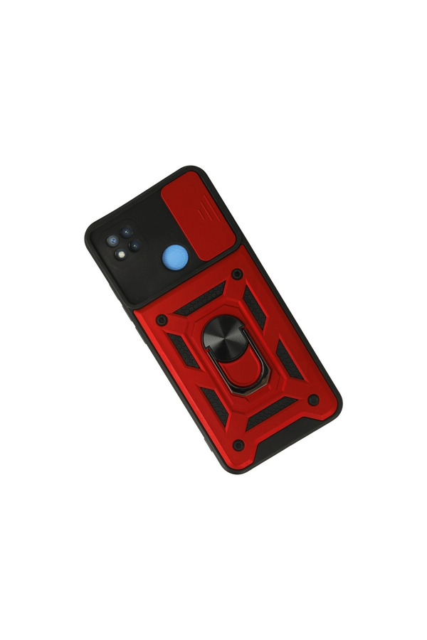 Evi̇mdeyokyok Xi̇aomi̇ Redmi̇ 9C Kılıf Pars Lens Yüzüklü Si̇li̇kon - Kırmızı