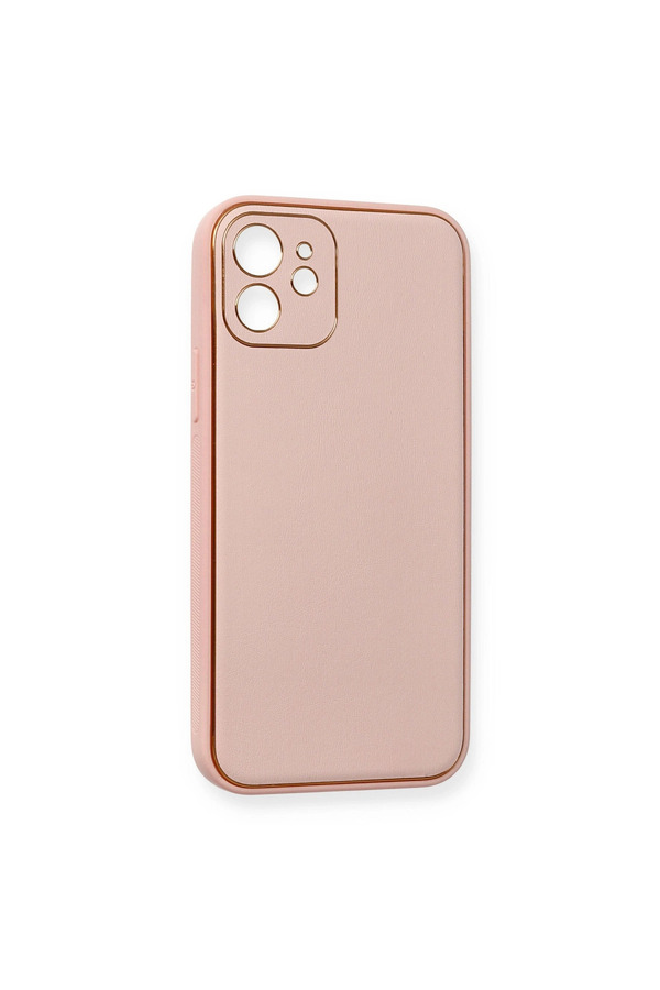 Evimdeyokyok Apple İphone 12 Kılıf Coco Deri Silikon Kapak - Pembe