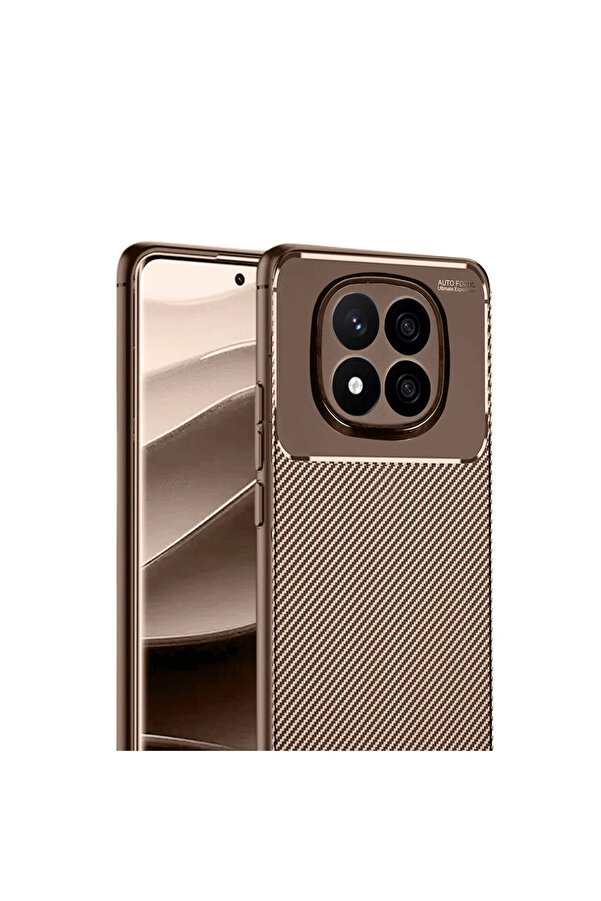 Evi̇mdeyokyok Xi̇aomi̇ Redmi̇ Note 14 Pro 5G Kılıf Auto Focus Karbon Kapak - Kahverengi̇